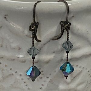 Swarovski Iridescent Dangle Aurora Borealis Faceted Crystals Earrings